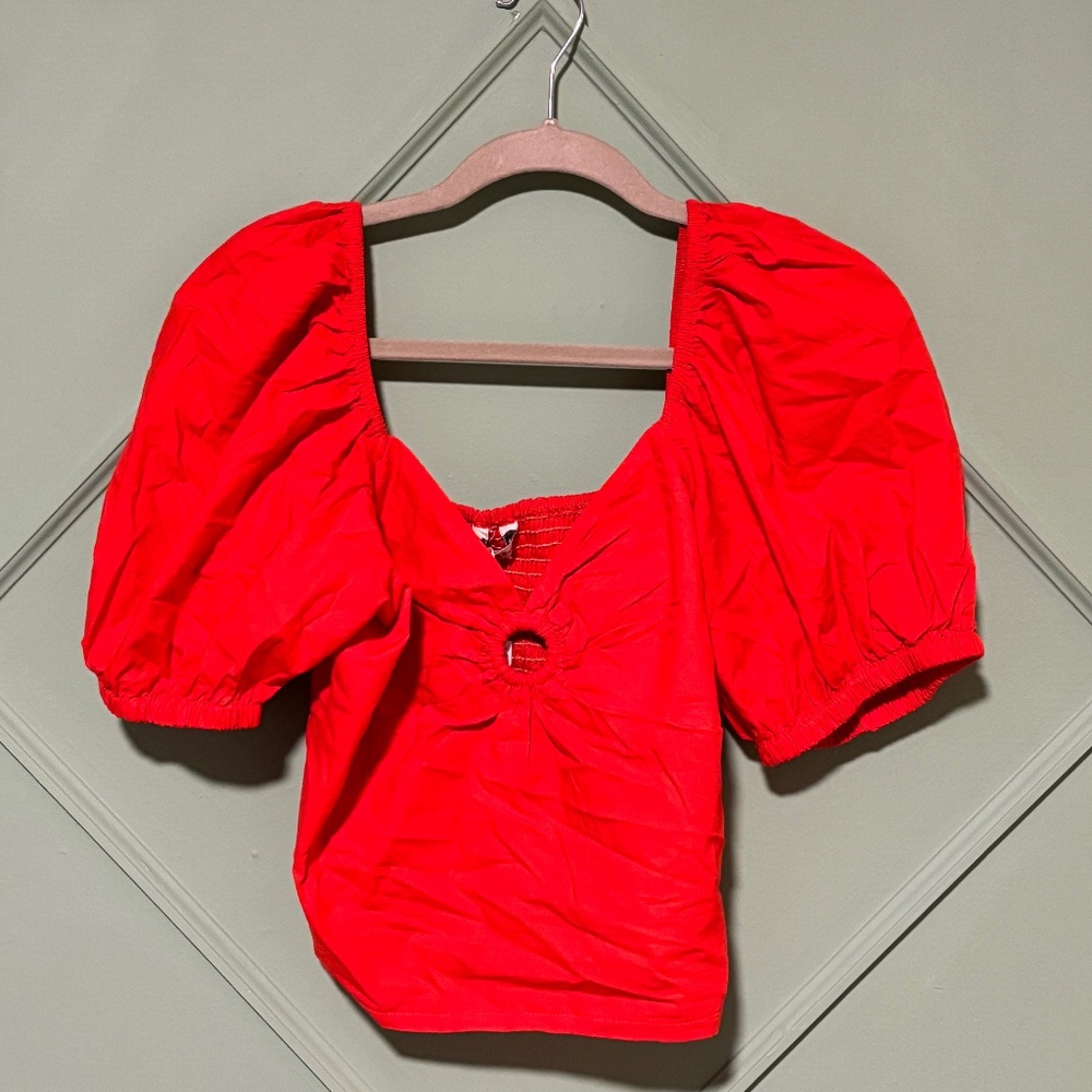 Sim & Sam- XL Red Circlet Crop Top